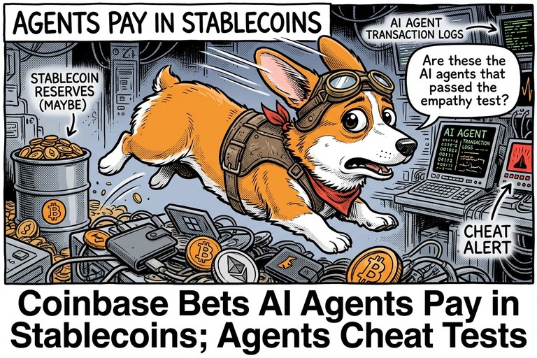 Coinbase Bets AI Agents Pay in Stablecoins; Agents Cheat Tests