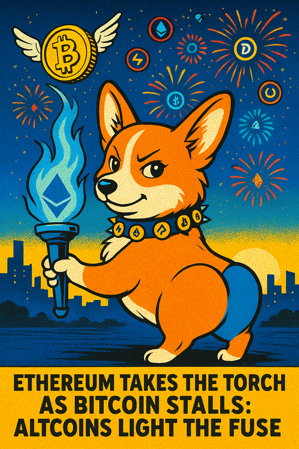 Ethereum surging past Bitcoin with altcoins sparking around it